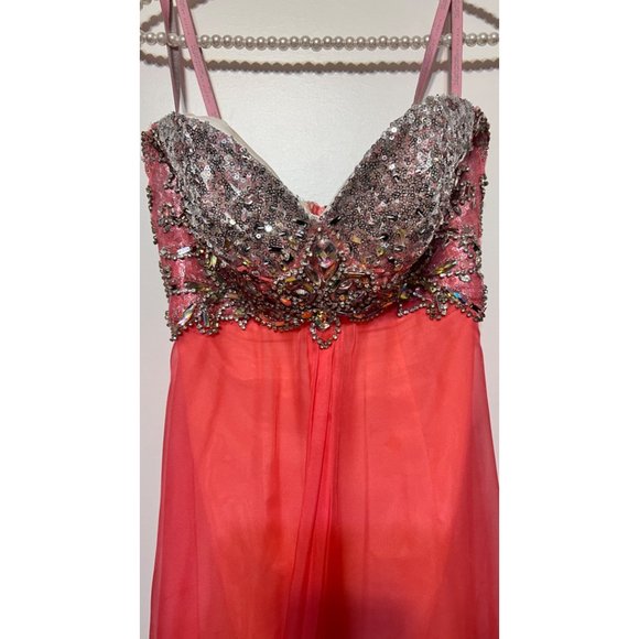Blush Prom Coral Strapless Dress - Picture 2 of 9